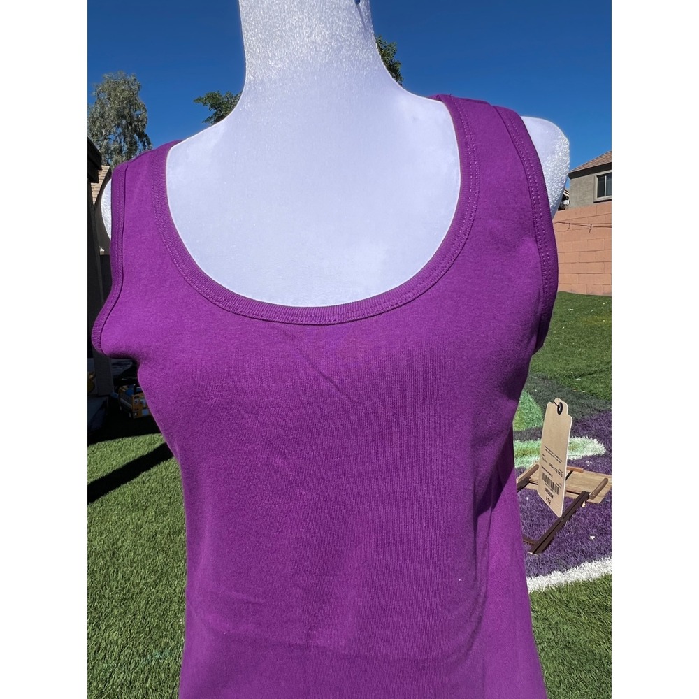 St. John's Bay Purple Cotton Tank Top Scoop Neck Sleeveless Shirt Womens Medium